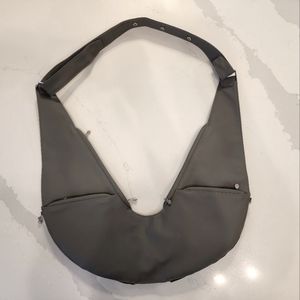 Grey Extra Square Expandable Sash Bag Faux Leather